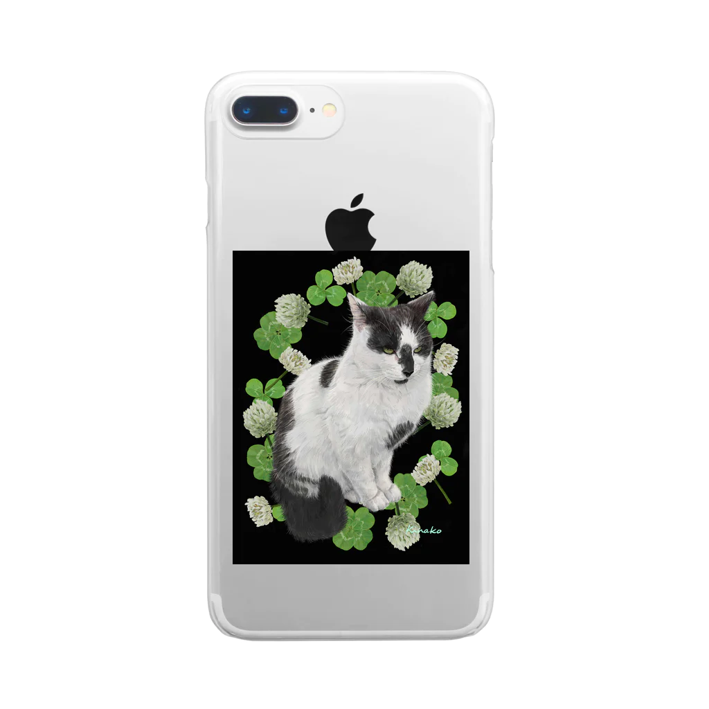 kinako-japanのクローバーと野良猫スージー Clear Smartphone Case