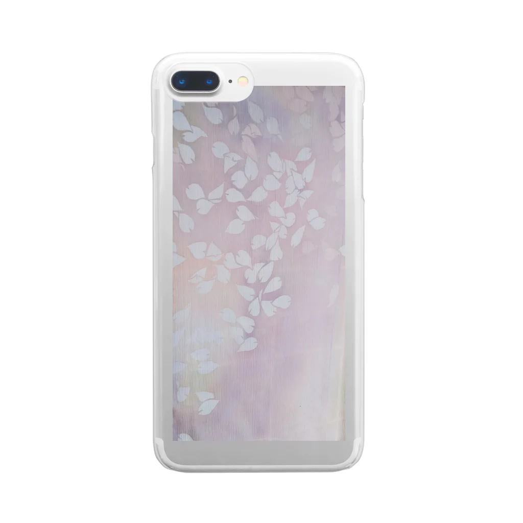 art-healing-awazuの「今・盛りなり」　手染め　ろうけつ染め桜　花びら Clear Smartphone Case