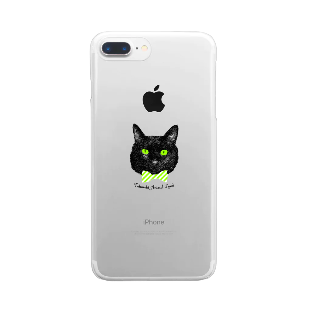 高崎アニマルランドの蝶ネクタイ黒猫 Clear Smartphone Case