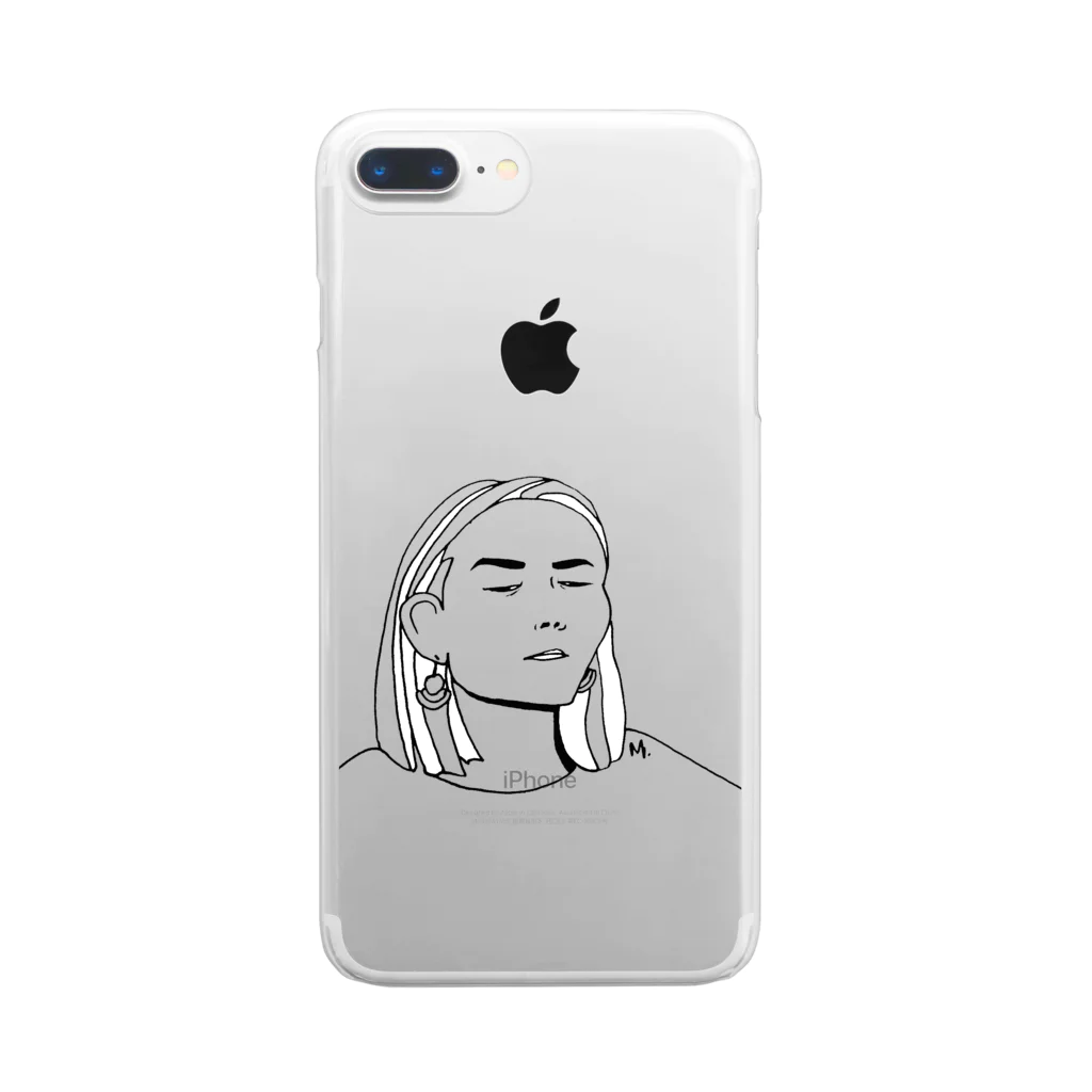 HÖGBRONのA woman with earrings Clear Smartphone Case