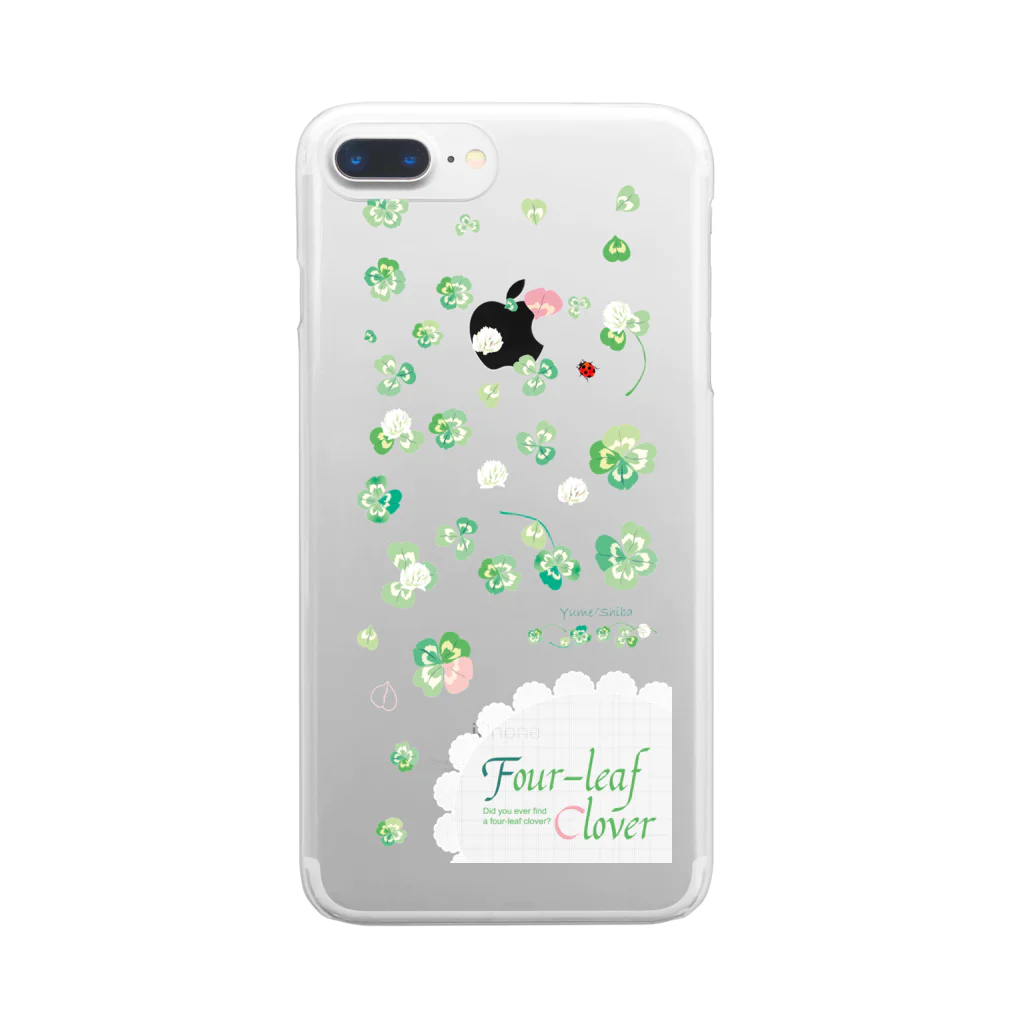 夢見る柴犬のFour-leaf-clover Clear Smartphone Case