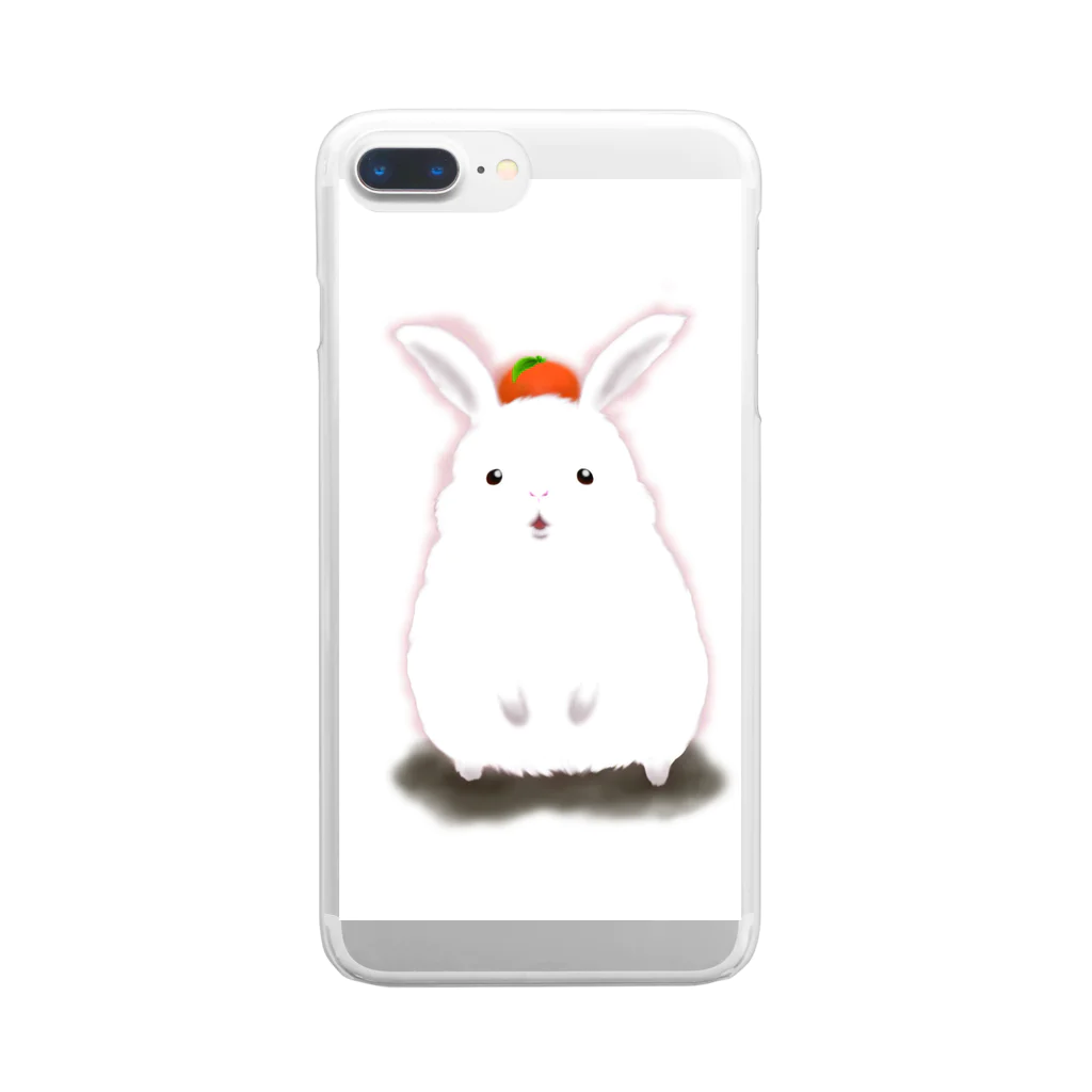 sora1215のうさぎの上にあるみかん Clear Smartphone Case