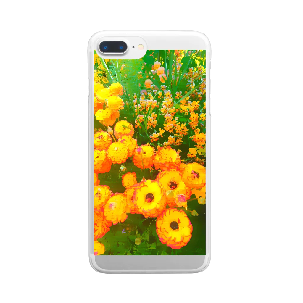 motomo.のオレンジの花 Clear Smartphone Case