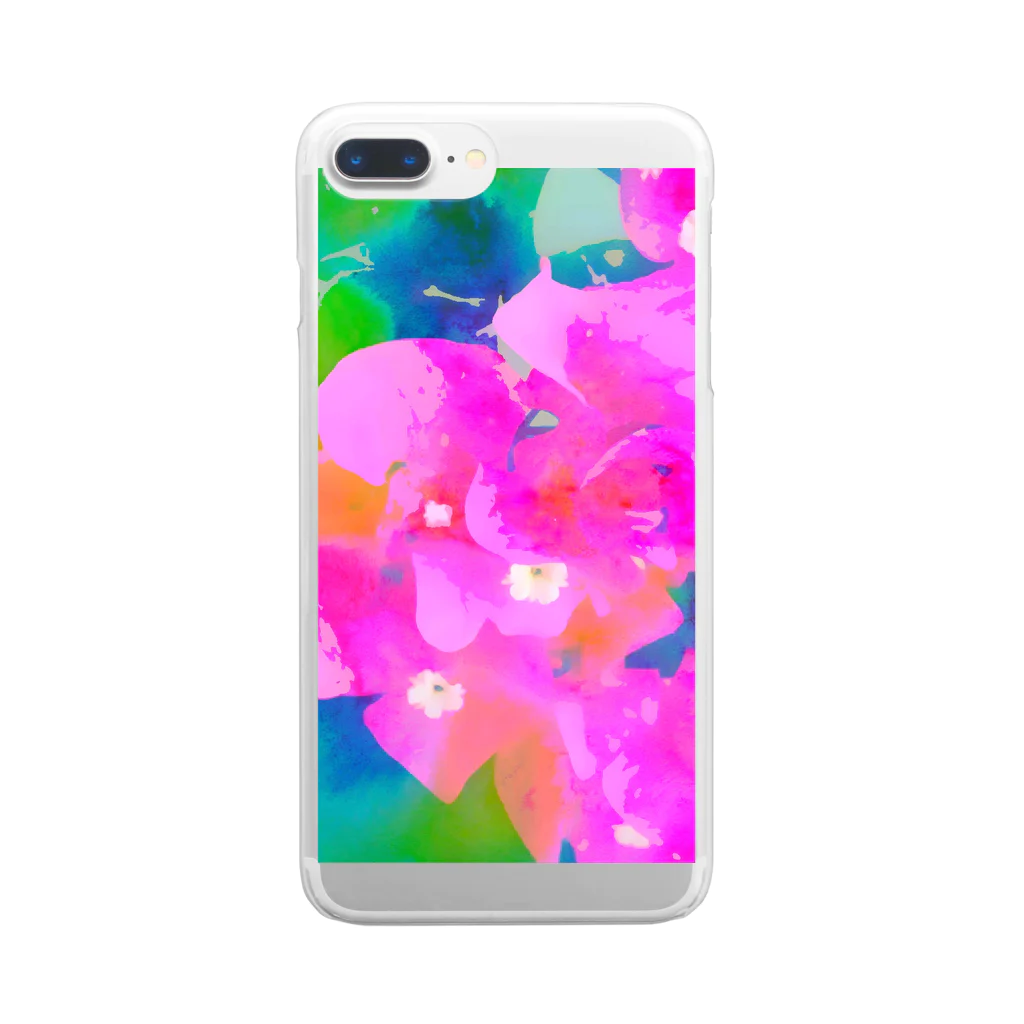 motomo.のピンクの花 Clear Smartphone Case