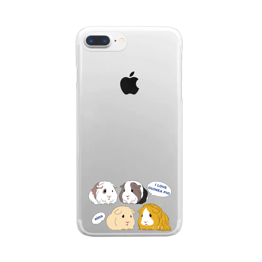 nins・にんずの4匹のモルモット・I LOVE GUINEA PIG Clear Smartphone Case