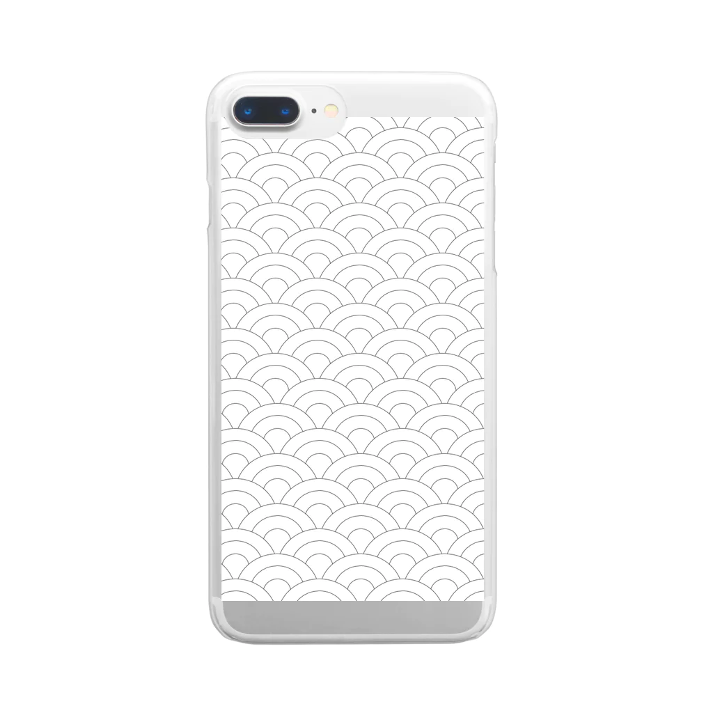 WUNDERKAMMERの和柄WAGARA　青海波SEIGAIHA　WHITE Clear Smartphone Case