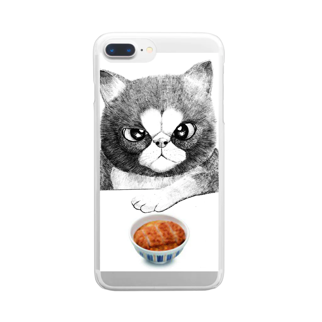 スイカ頭のひできんぐのお店のカツ丼食うか？ Clear Smartphone Case