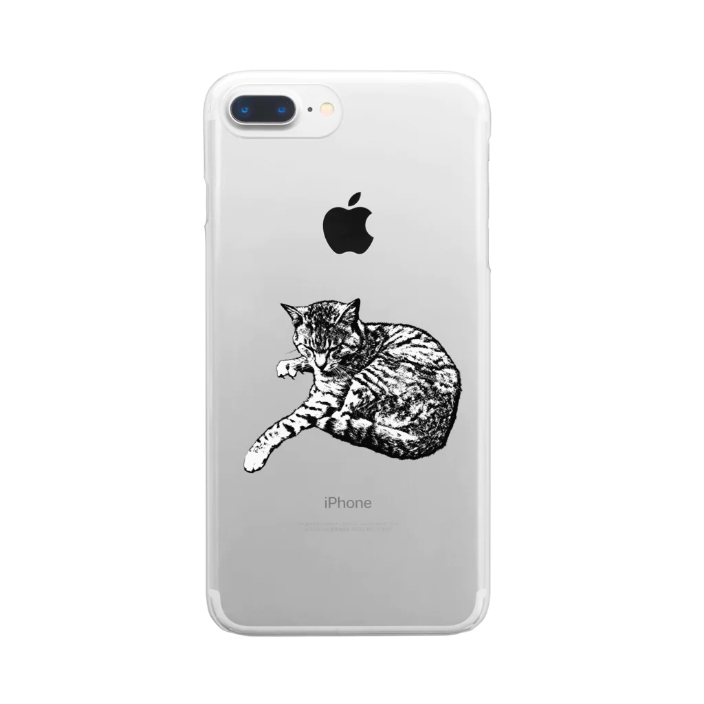 yamico835の版画猫 Clear Smartphone Case
