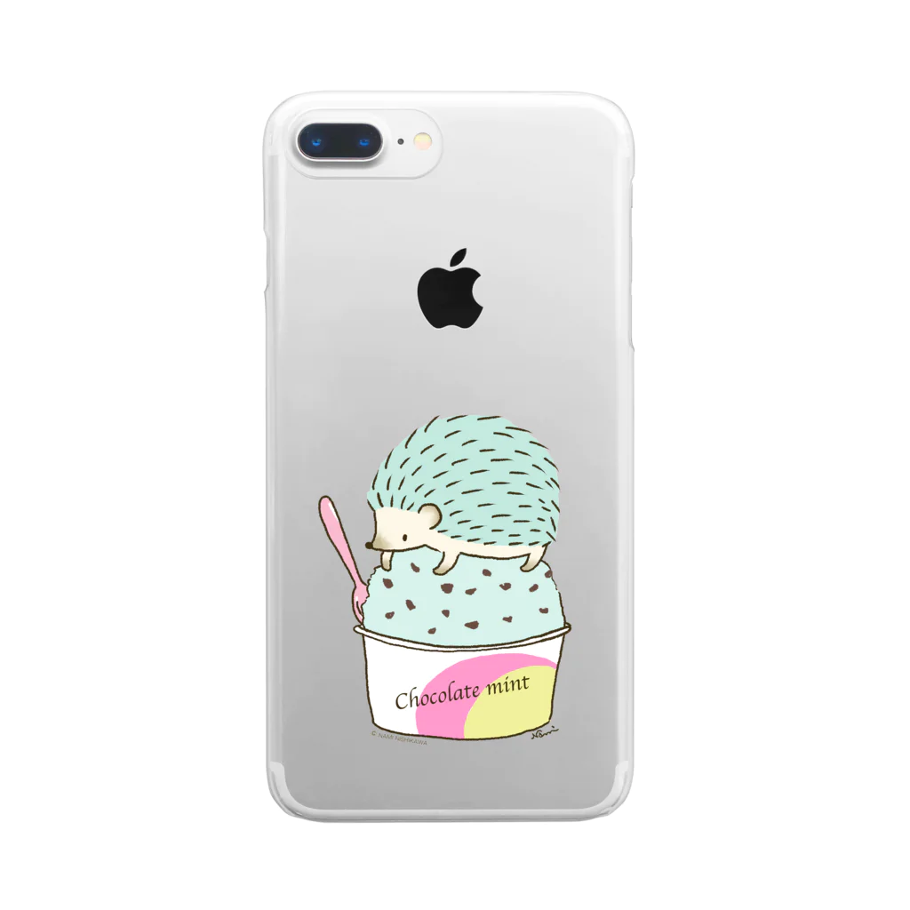 なみはりねずみのChoco Mint ハリネズミ Clear Smartphone Case