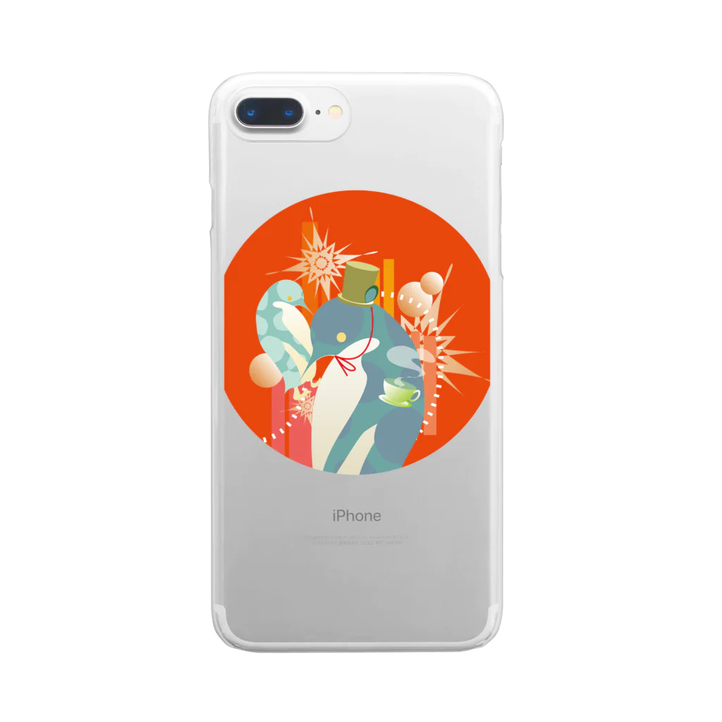 ペンギンパカリのペンギンTeaTime（赤） Clear Smartphone Case