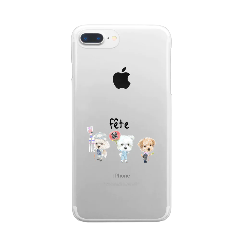 かわいいにゃんことワンコの絵のお店のお祭りワンコ Clear Smartphone Case