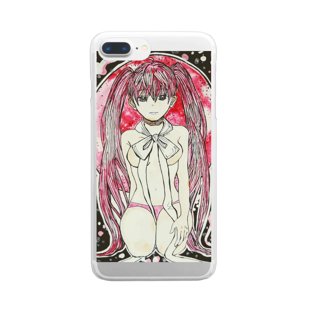 maekawakumagoroの満月と女の子 Clear Smartphone Case