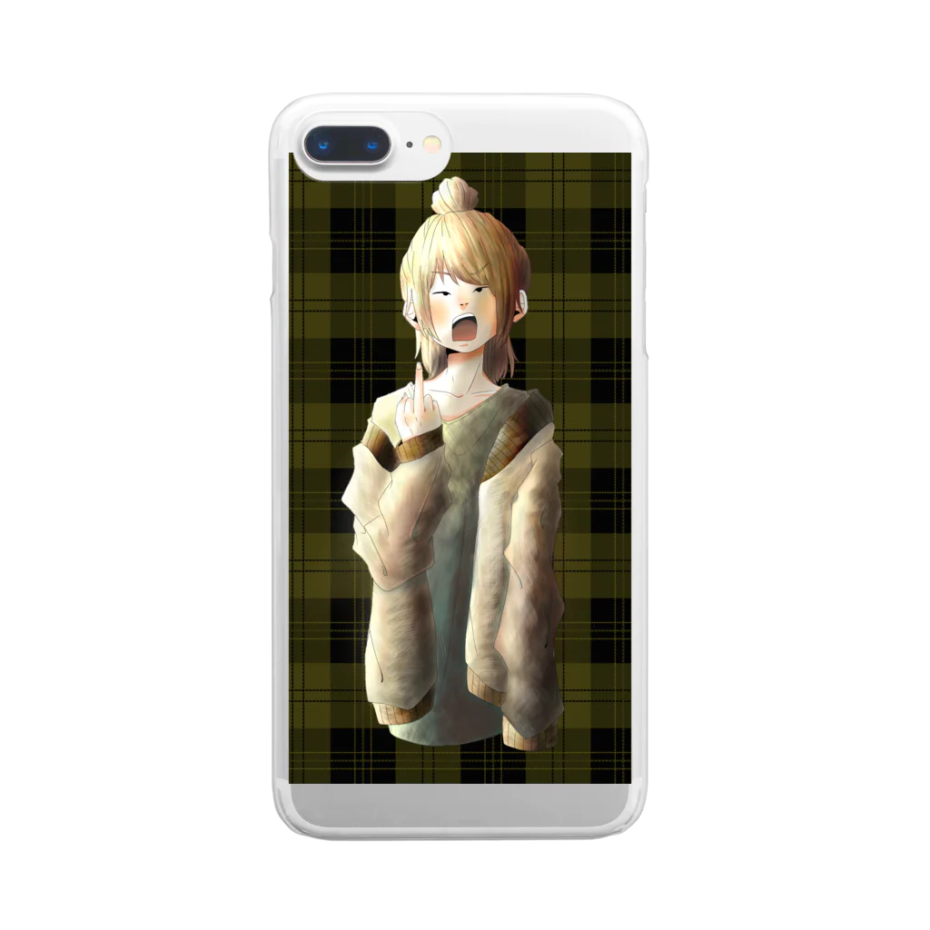 目玉焼き子の中指ガール Clear Smartphone Case