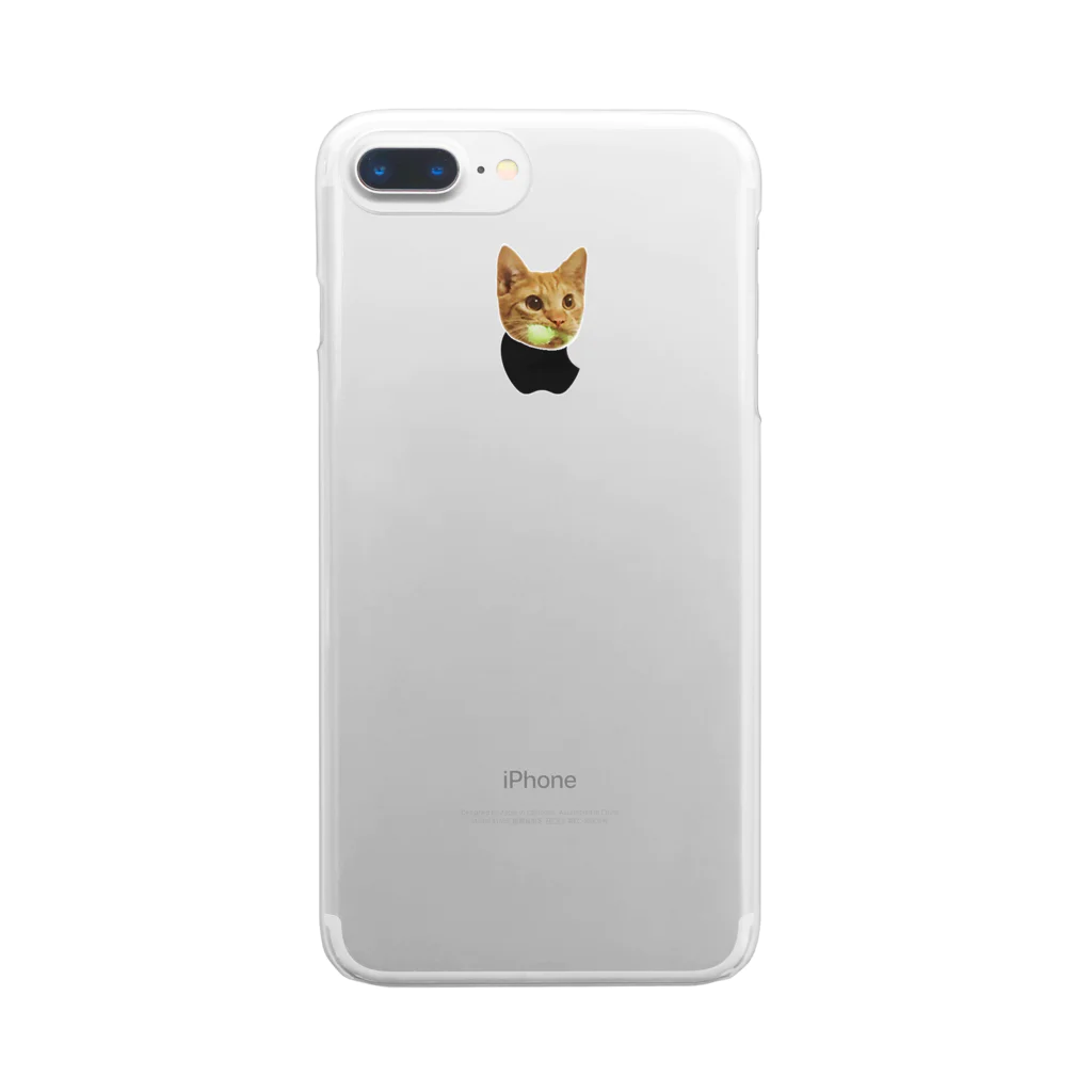 michael_sippoのねこじゃらしくわえた猫 Clear Smartphone Case