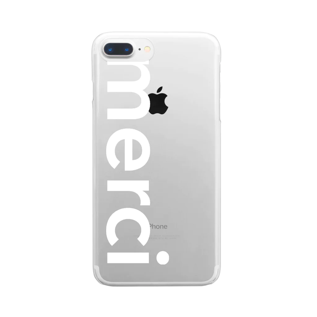 merciのmerci standard white logo iPhone clear case クリアスマホケース