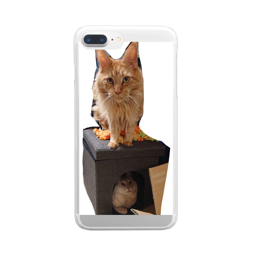 ゴマのような猫の乗ってる猫、乗られてる猫 Clear Smartphone Case