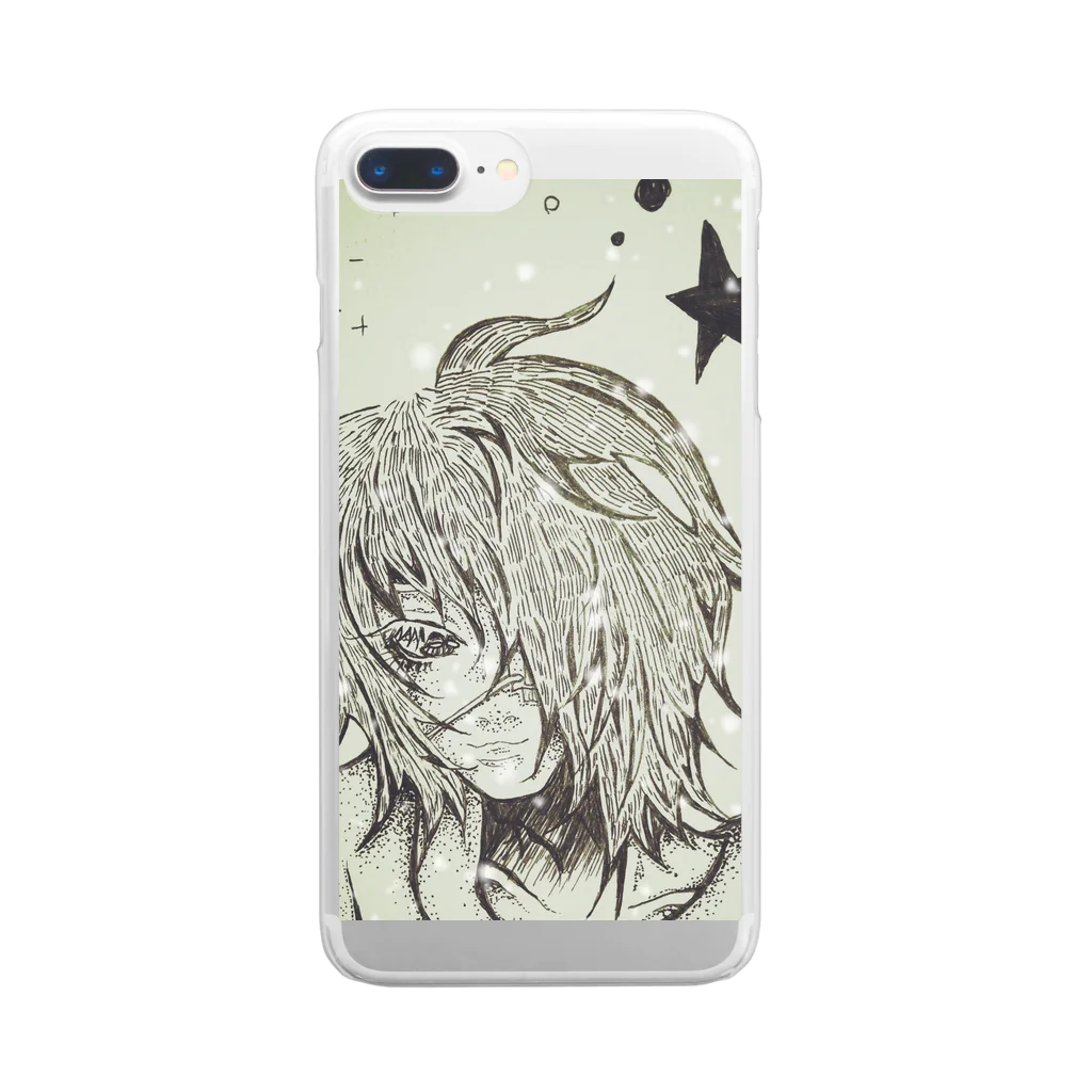 芥 柴太郎。(数式レスポール)の藤村(ペン画バージョン) Clear Smartphone Case