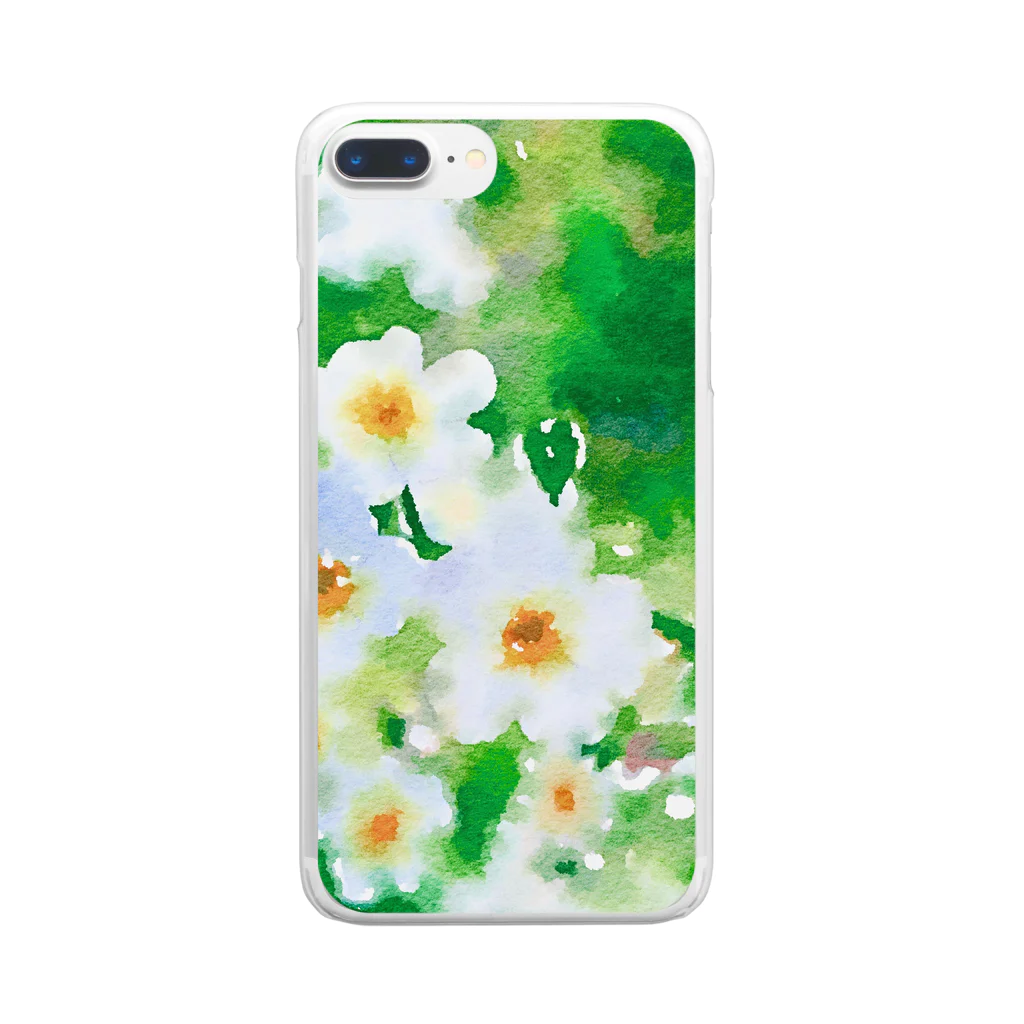 yunyunlivvyの水色小花 Clear Smartphone Case