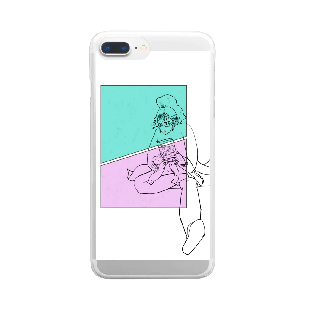 tosboy_artのレトロ女子 Clear Smartphone Case