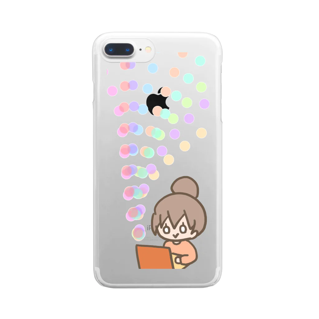 mikan-mikanの白目女子とパソコン Clear Smartphone Case