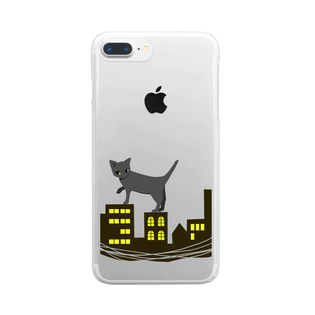 おはようおやすみの夜猫 Clear Smartphone Case