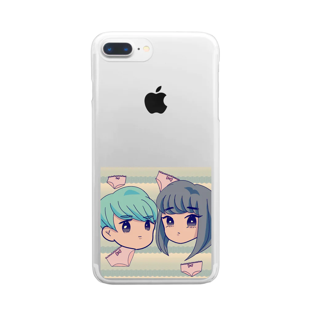 どろんこのレトロメルヘンな男女 Clear Smartphone Case