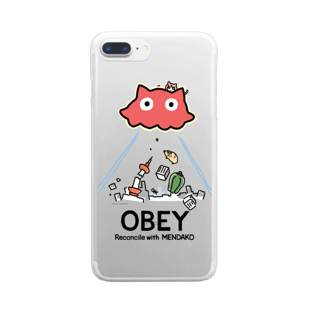 ねずみのすきまのめんだこちゃん OBEY (淡色用)  Clear Smartphone Case