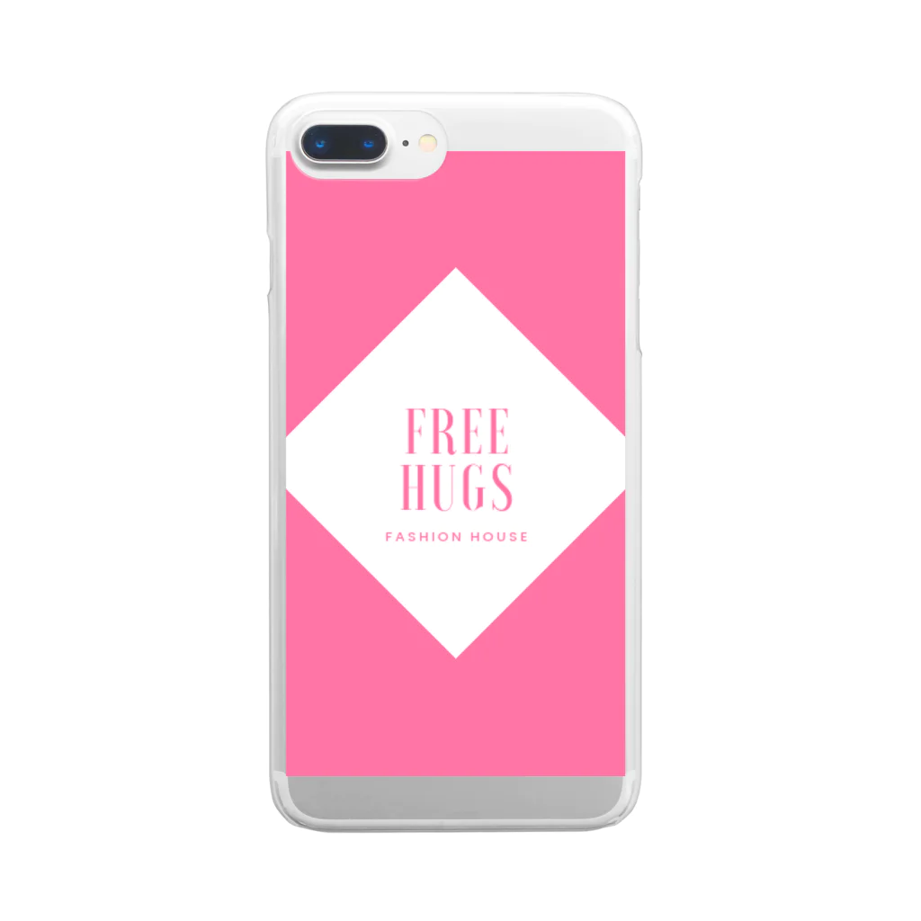 吉田屋のFREE HUGS(フリーハグ)【ダイヤ】 Clear Smartphone Case