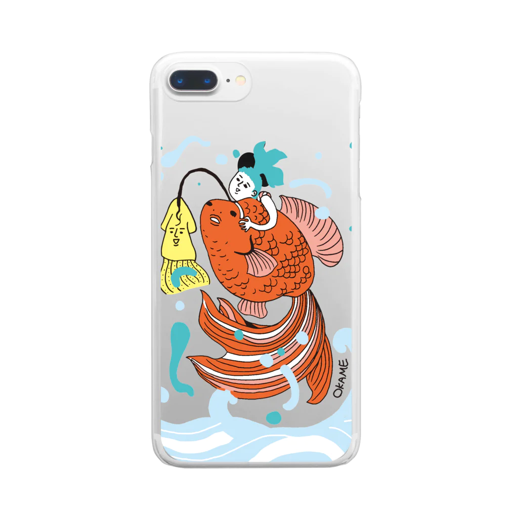 OKAMEの跳ね金魚 Clear Smartphone Case