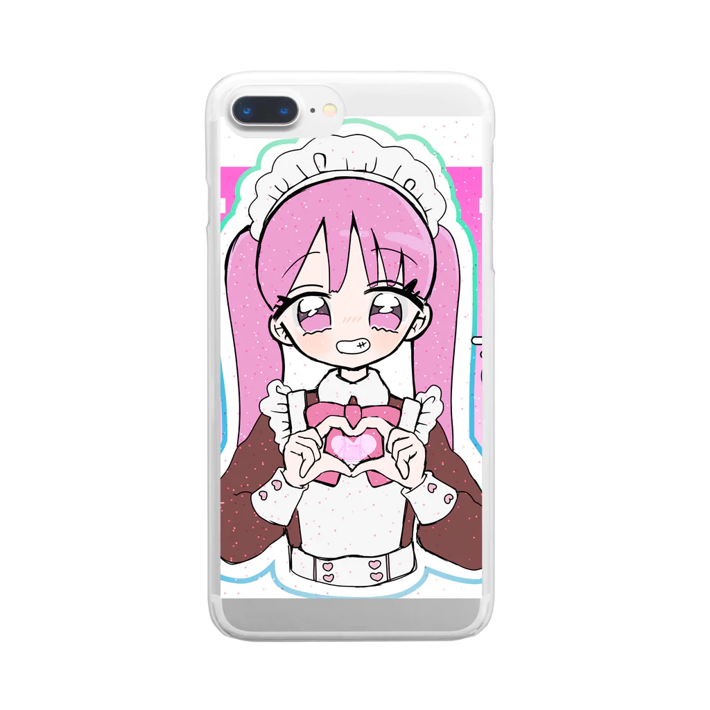 循環性飽食のツインテピンクメイドちゃん Clear Smartphone Case