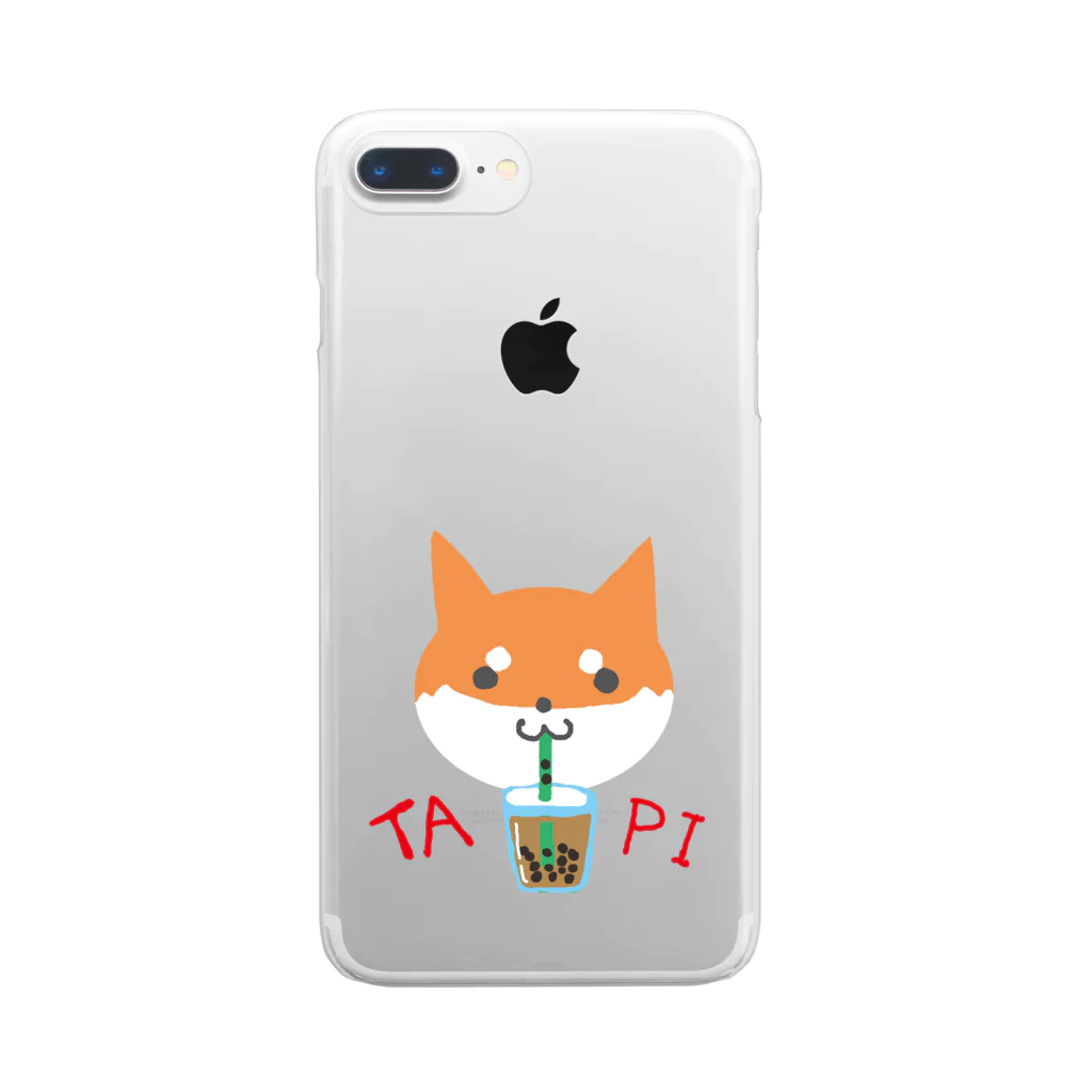 あずき母のタピ柴さん（赤柴） Clear Smartphone Case