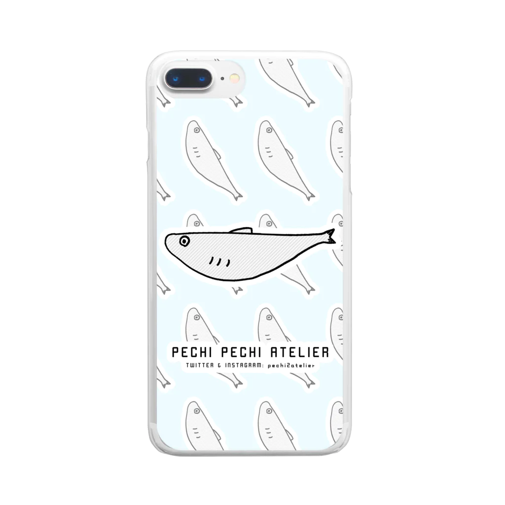 ぺちぺち工房 Pechi Pechi Atelierのししゃもがいっぱい Clear Smartphone Case