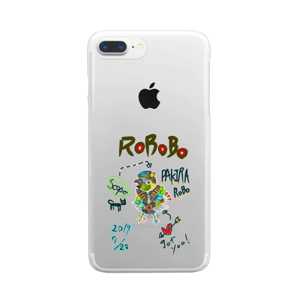 ねこぜや のROBOBO 「パキラロボ」 Clear Smartphone Case