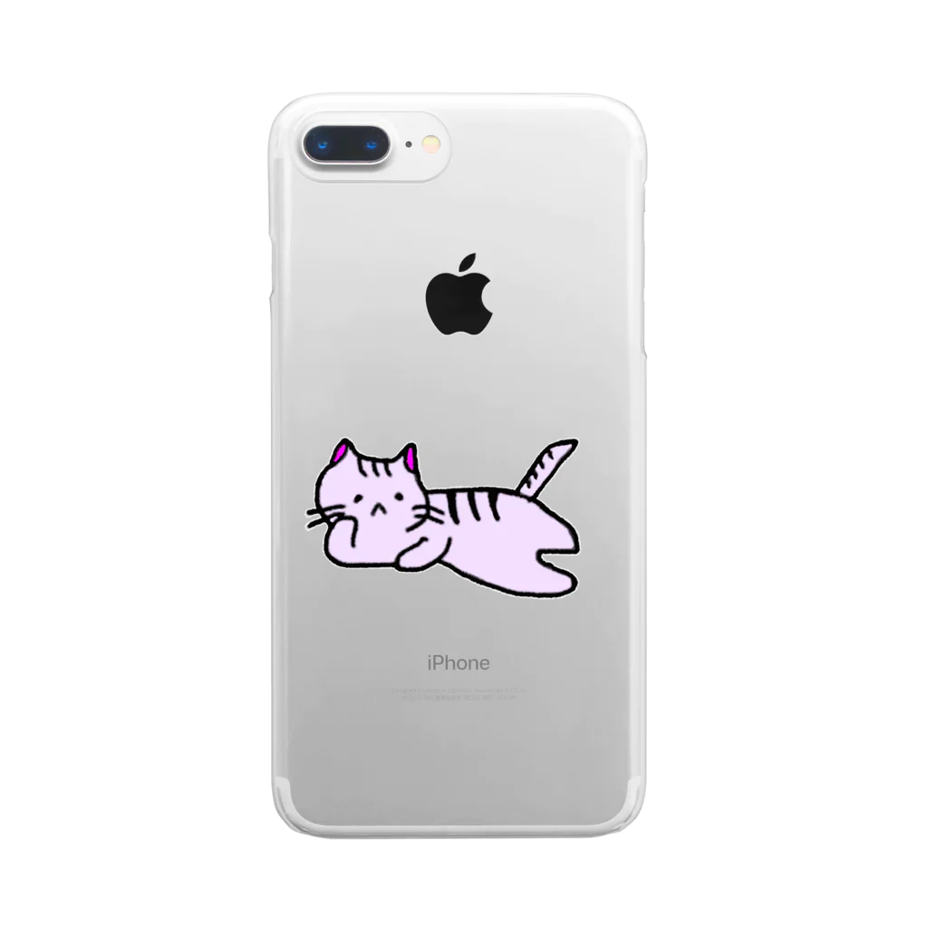 おもち屋さんのごろごろねこ（紫） Clear Smartphone Case