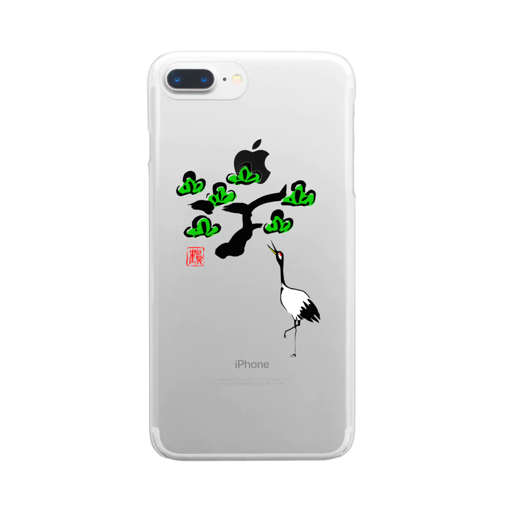 shabonremonの松と鶴 墨絵風Tシャツ Clear Smartphone Case