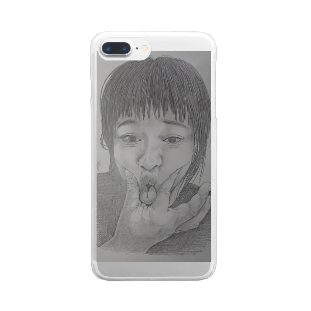 てんじん閲覧注意の天神変顔  ひよこ Clear Smartphone Case