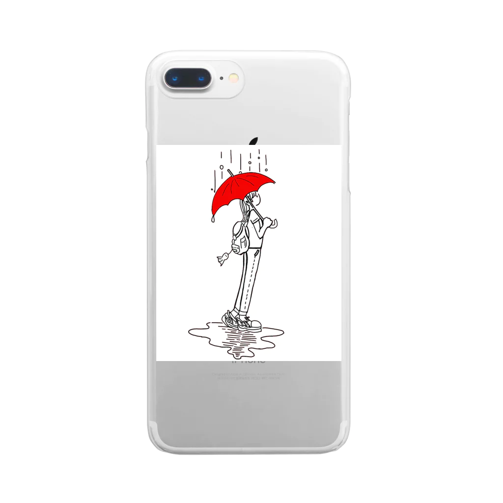 KonKonのこんイラスト 雨降りのこん Clear Smartphone Case