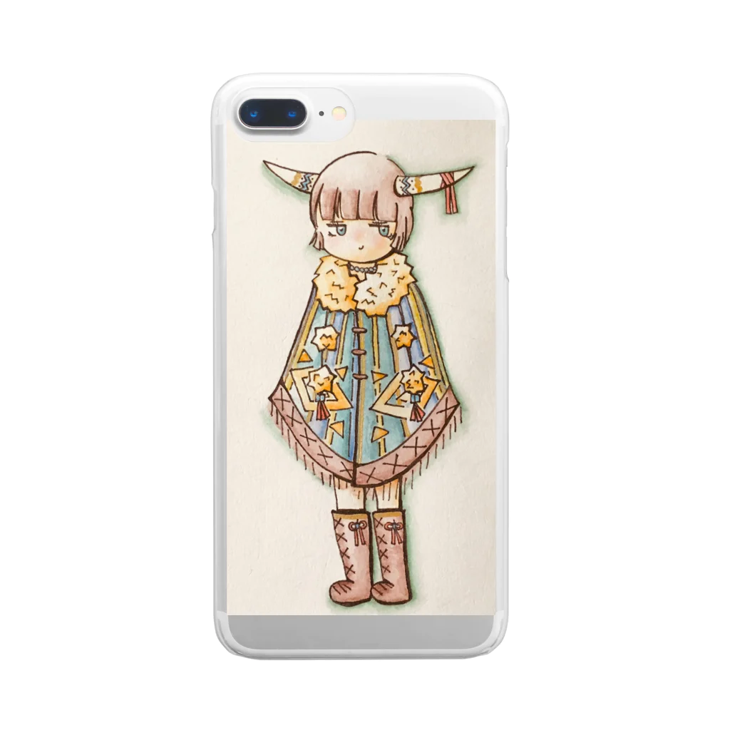 まりまりの角ポンチョちゃん Clear Smartphone Case