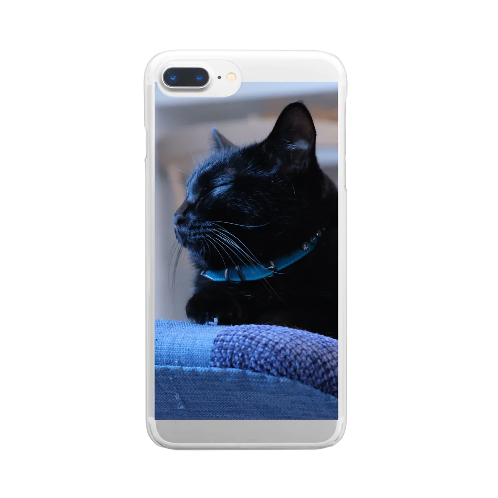 Itsukiの黒猫モクちゃん（お昼寝） Clear Smartphone Case