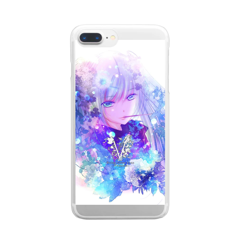 VenustaのFlower&Girl-Blue- Clear Smartphone Case