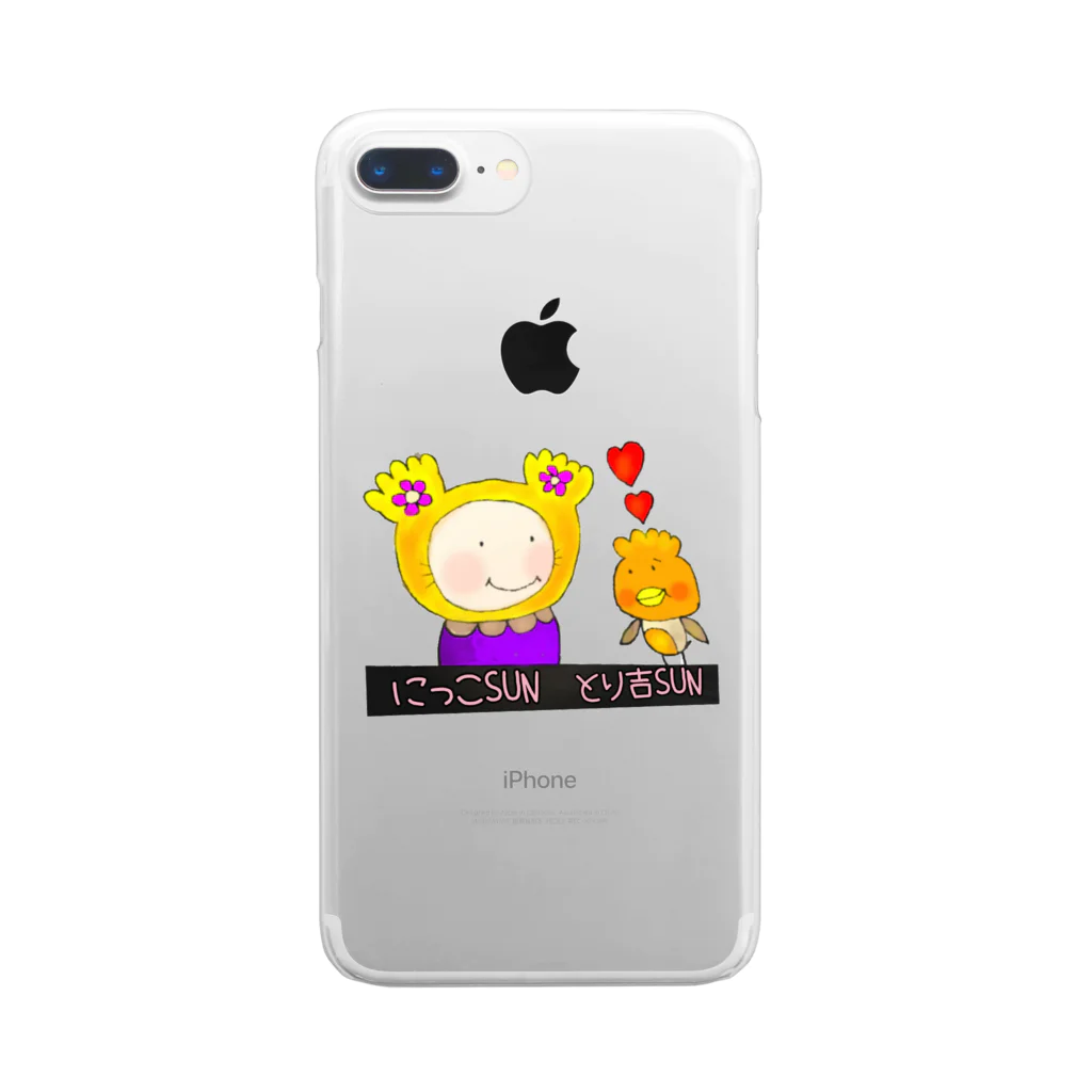 amaama☆sun            のにっこSUNととり吉SUN ぬりえver Clear Smartphone Case