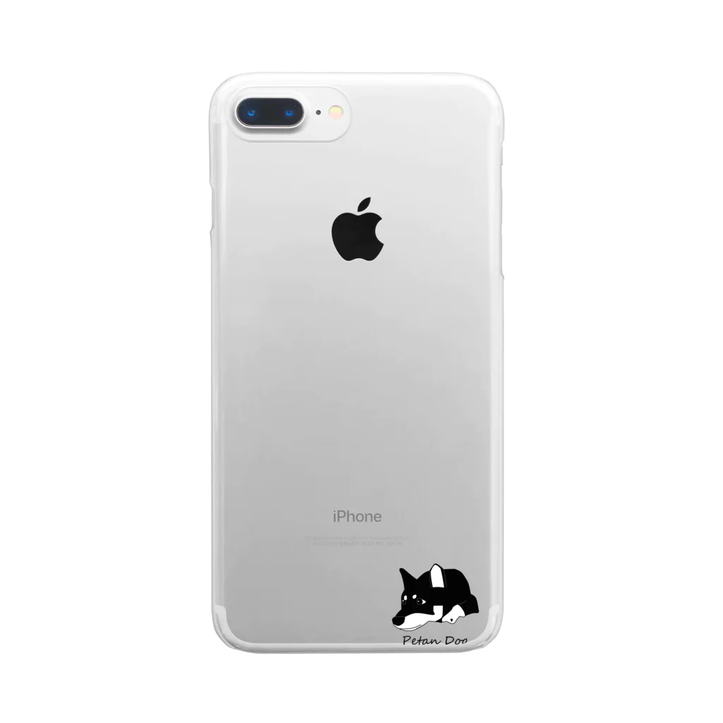 Petan Dogのペタンする黒の柴犬 Clear Smartphone Case