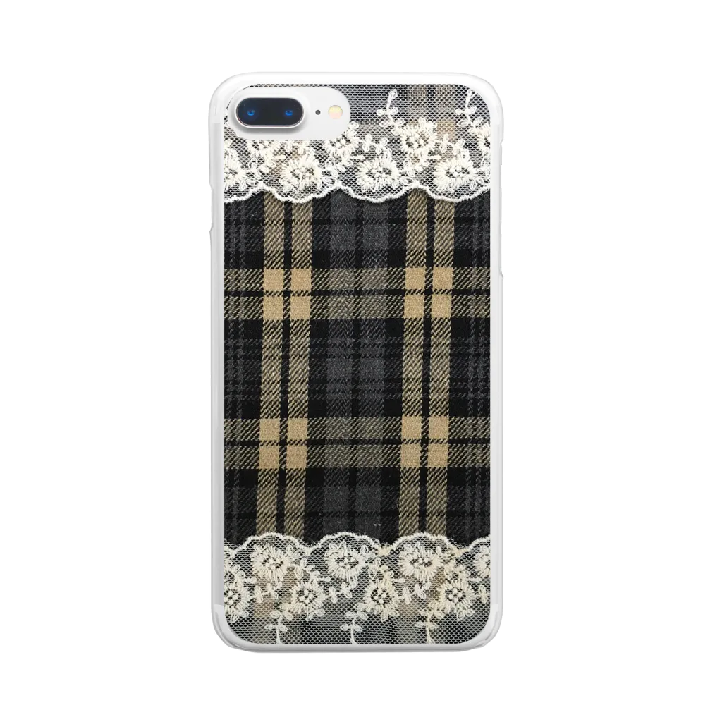 merongのチェック＆レース Clear Smartphone Case