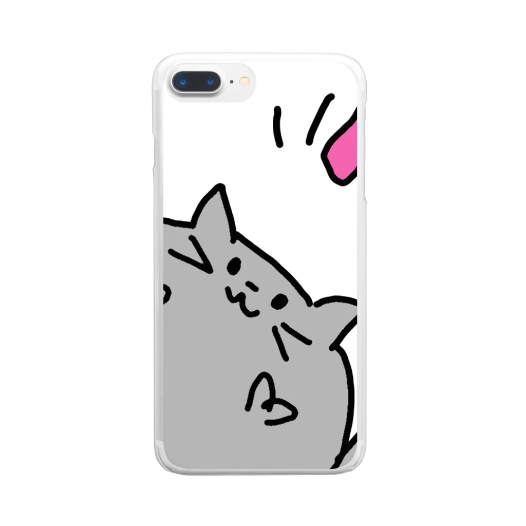 kamomentoのねこじゃらしが取りたいデブにゃん Clear Smartphone Case