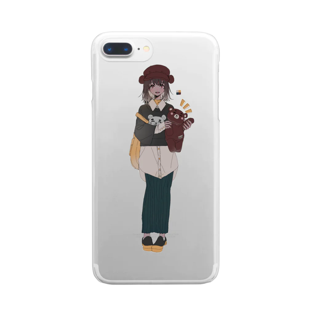 絵とデザインのにっこりくまと女の子 Clear Smartphone Case