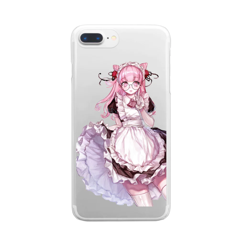 女の子の絵しょっぷの丸メガネメイドちゃん Clear Smartphone Case