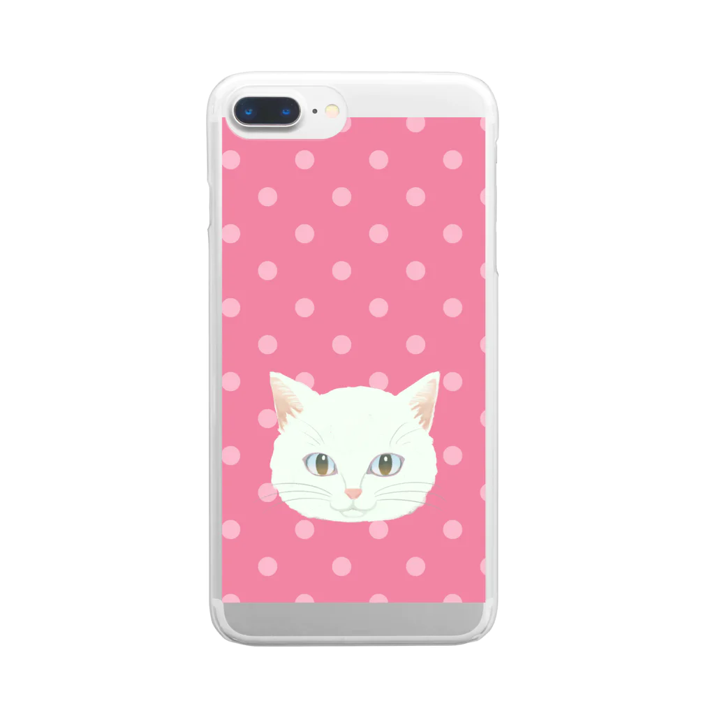 HAPPY MILK MARKETのドットSHIRONEKOスマホケース Clear Smartphone Case