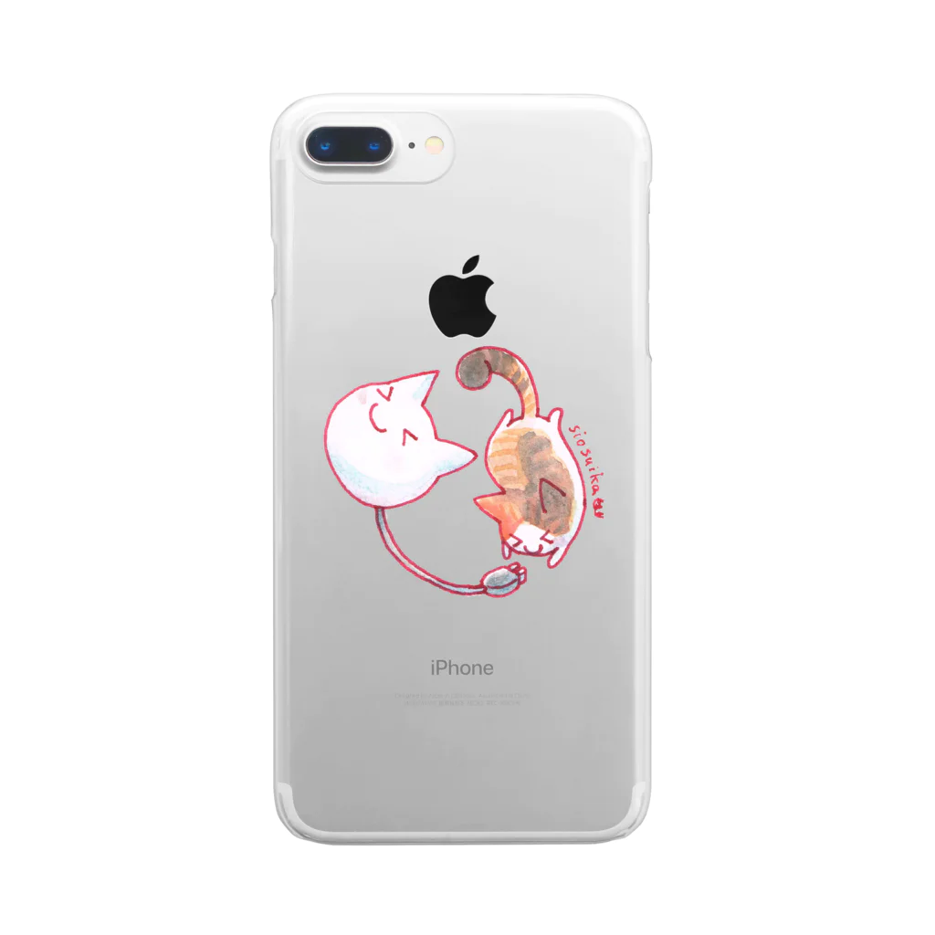 ねこさん爆発ショップのねこさんと三毛猫 Clear Smartphone Case