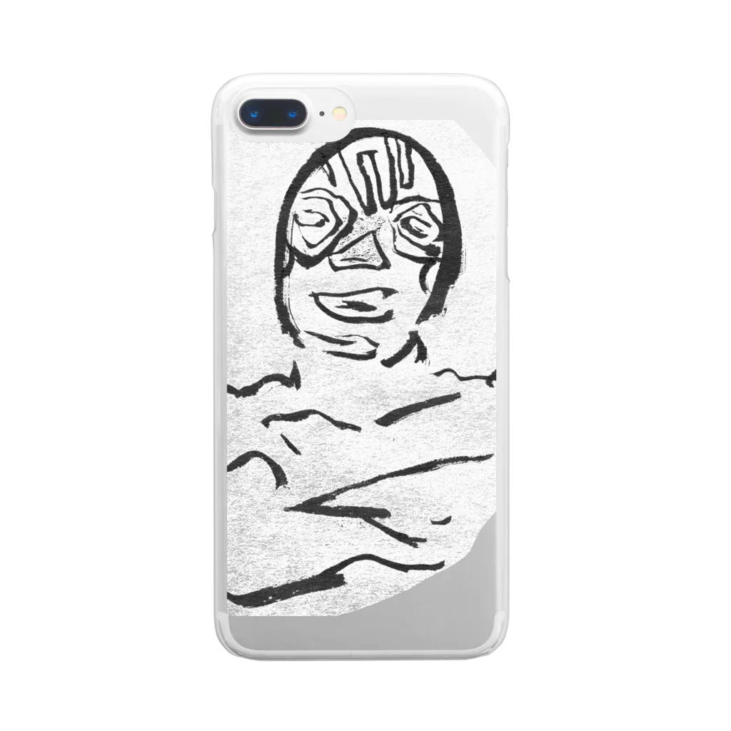 ガイコツギターのムキムキマスクマン Clear Smartphone Case