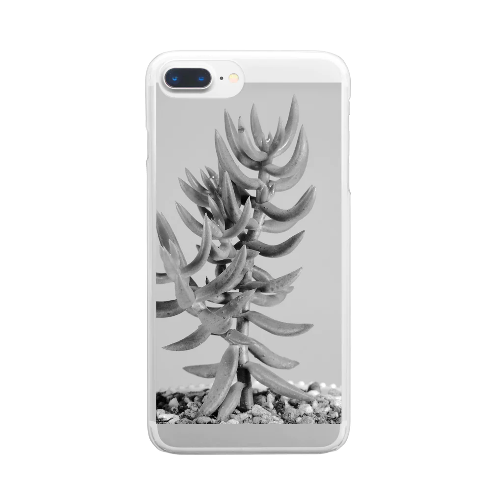 TANIKUDO by DJ.Plugmaticsの多肉植物B Black and white Clear Smartphone Case